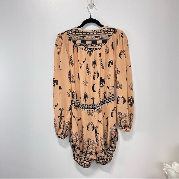 Spell & The Gypsy Collective Romper Tribal Thunderbird Feather Bohemian Size 6 - Picture 6 of 16